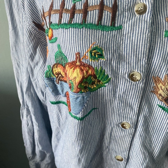 Casey & Max Whimsical Fall Embroidered Buttton up - Picture 12 of 12
